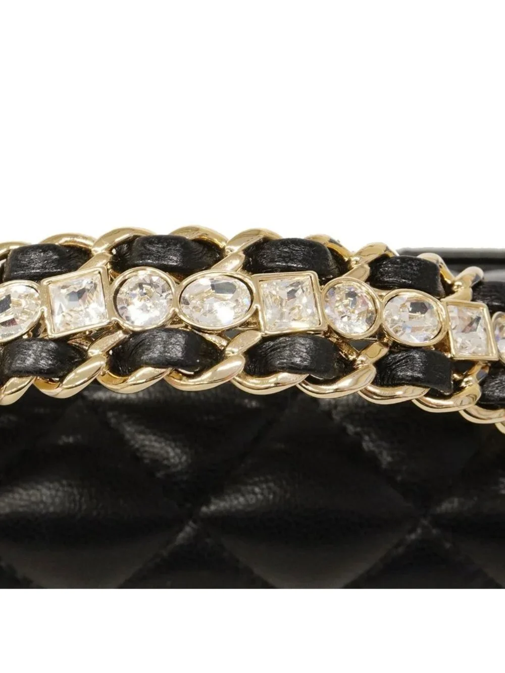 Chanel Handbag Quilted Lambskin Black Champagne Gold 2-Way